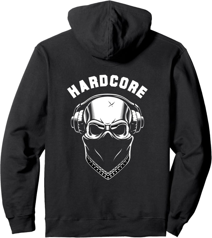 Backprint 200 BPM Hardcore Totenkopf - Druck auf Rücken Pullover Hoodie