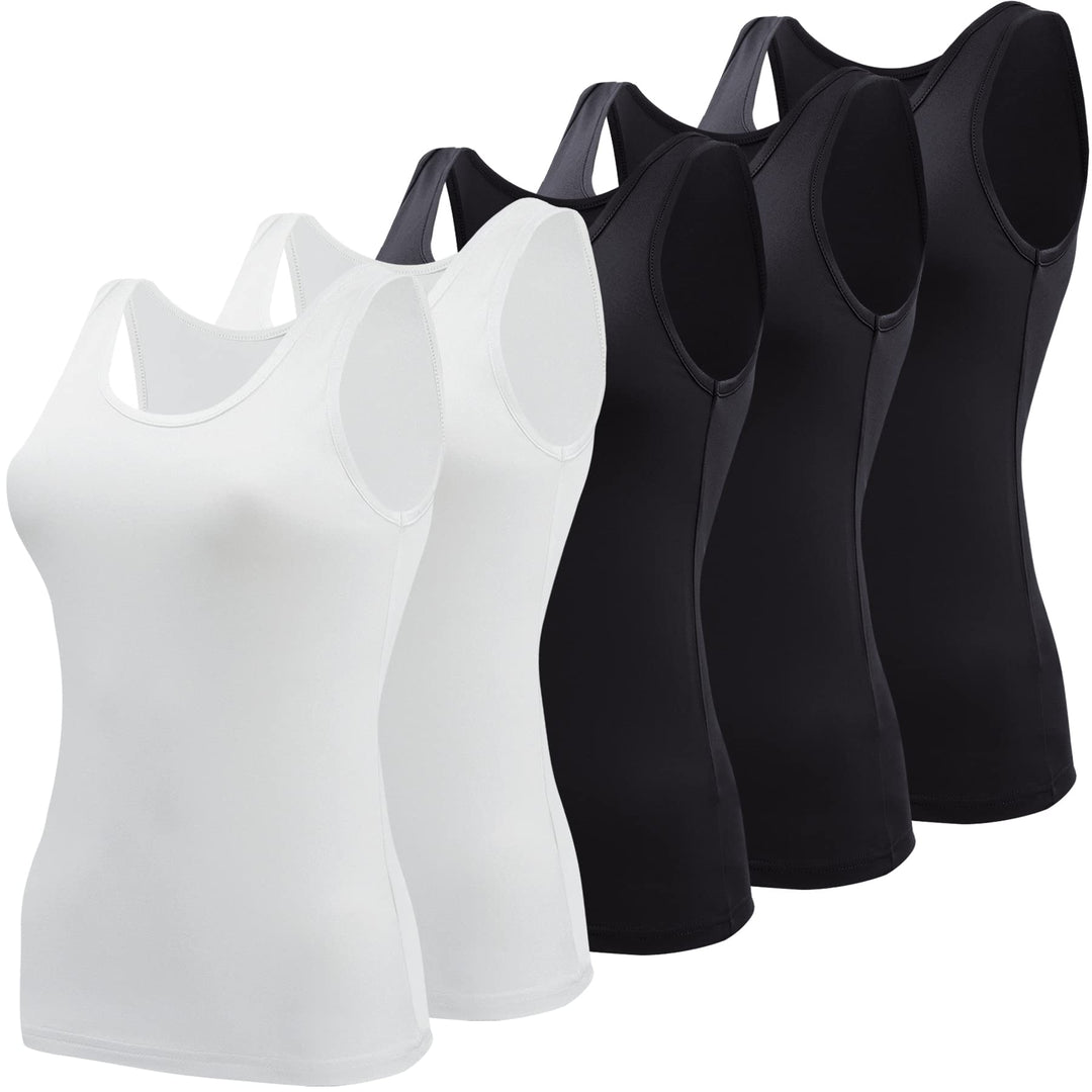 BQTQ 5 Stück Unterhemd Damen Crop Top Tank Top Basic Cami Tank Top für Frauen und Mädchen S Schwarz,