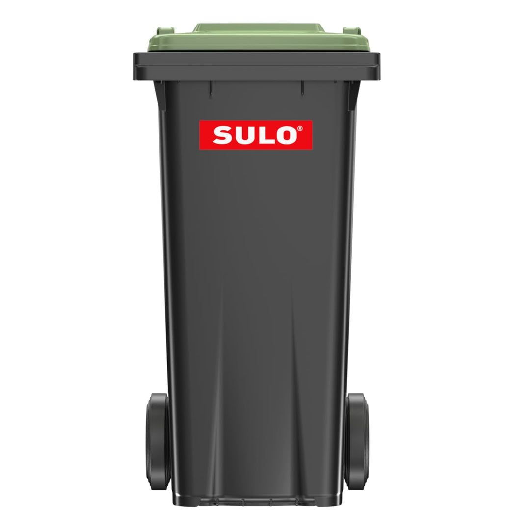 plasteo SULO 120 Liter Citybac Mülltonne Abfalltonne Grau mit GRÜNEM Deckel Für Strassenstellung Mad