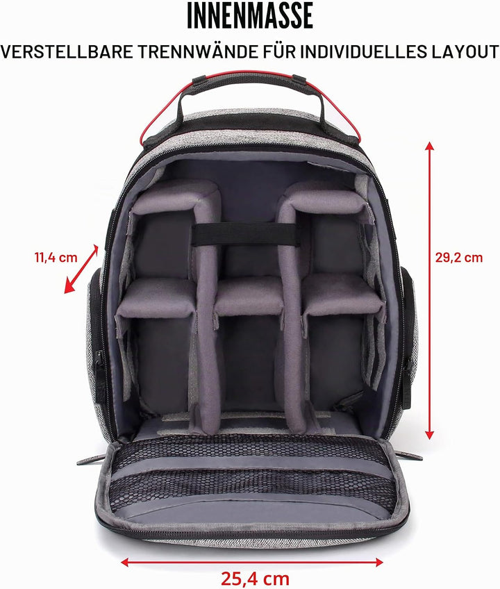USA Gear DSLR Kamerarucksack, Kameratasche, Kamera Fotorucksack für Spiegelreflexkamera mit Kundenge