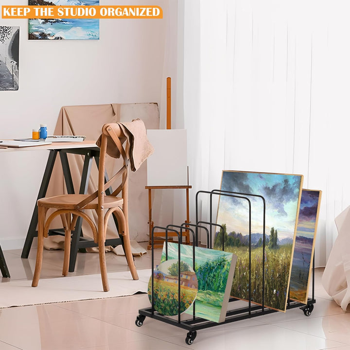 Kunst-Aufbewahrungsregal aus Metal, Mobile Kunst-Trockengestell mit Rollen Bremse, Kunstdruck-Präsen