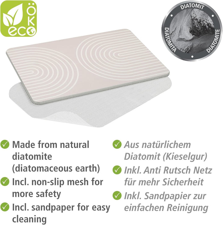 WENKO Badematte Mod. Nazca, aus natürlichem Diatomit, rutschfest, wasserabsorbierend und schnelltroc