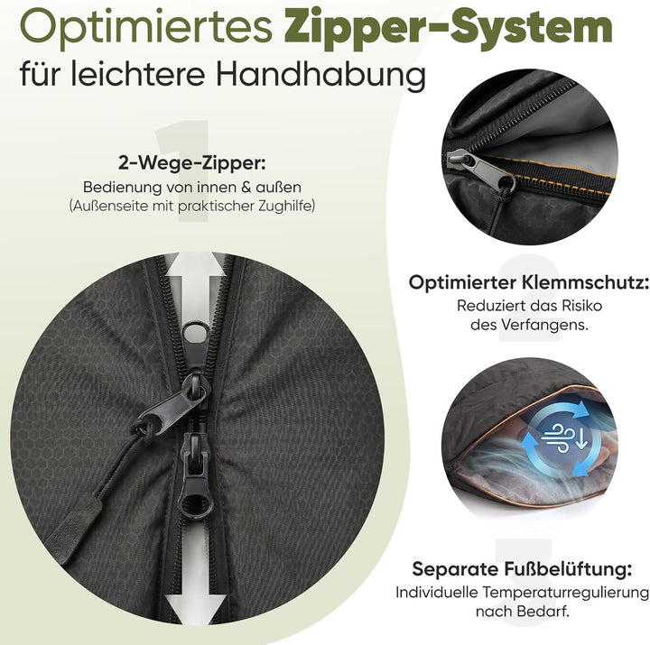 Sekey Schlafsack 220 x 80 cm - 1,45 kg 3-Jahreszeiten-Deckenschlafsack, 2-in-1 als Decke nutzbar, 10