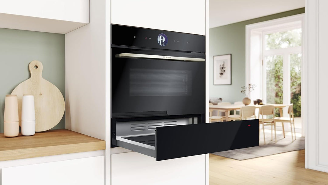 Bosch BIC7101B1, Serie 8 Wärmeschublade, 60 cm breit, 14 cm hoch, Schwarz, Warmhalten von Geschirr u