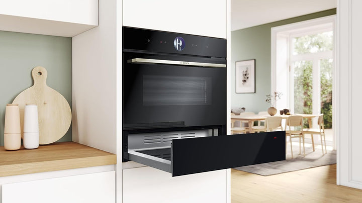 Bosch BIC7101B1, Serie 8 Wärmeschublade, 60 cm breit, 14 cm hoch, Schwarz, Warmhalten von Geschirr u