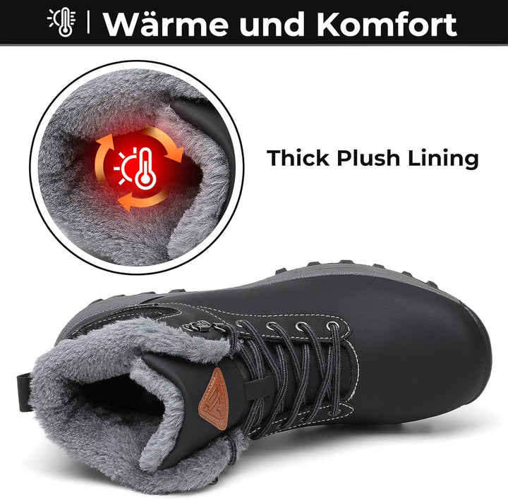 Mishansha Winterschuhe Damen Gefüttert Winterstiefel Herren Warm WinterBoots Gr.36-48 36 EU Schwarz