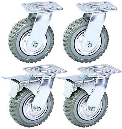 uyoyous 4PCS Schwerlastrollen 150mm Transportrollen Möbelrollen Vollgummi Rollen 2 Bremsrollen 2 Len