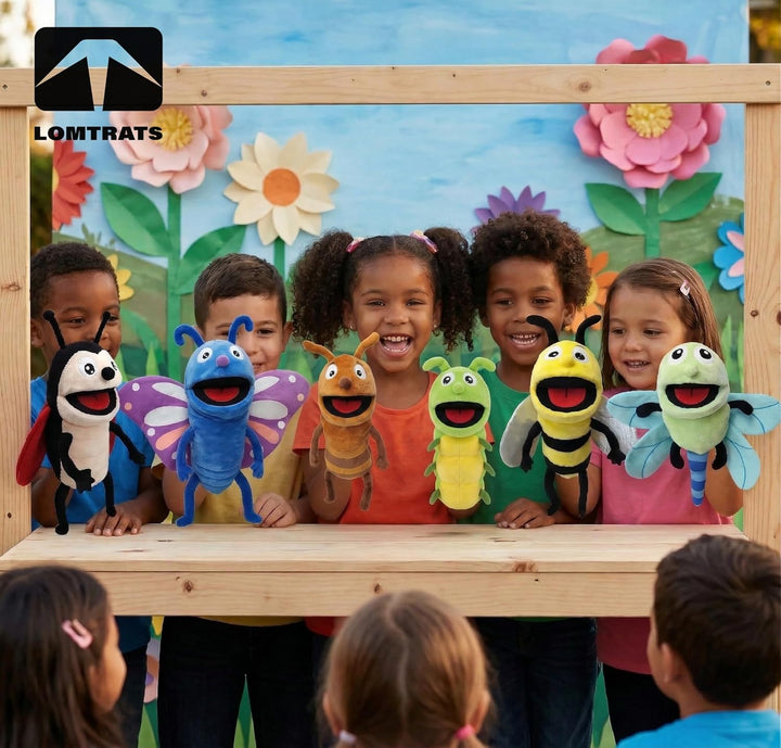 Insekten-Handpuppen für Kinder, Kleinkinder, inklusive Bienen, Schmetterlingen, Libellen usw. mit be