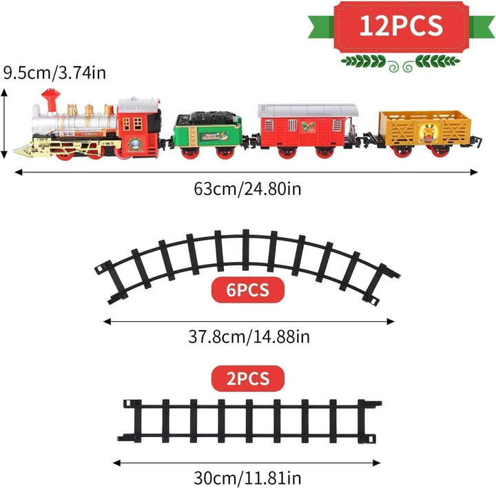 Weihnachtszug Set, Elektrische Bahngleis Spielzeug Weihnachtsdekoration, realistischen Klängen, Weih