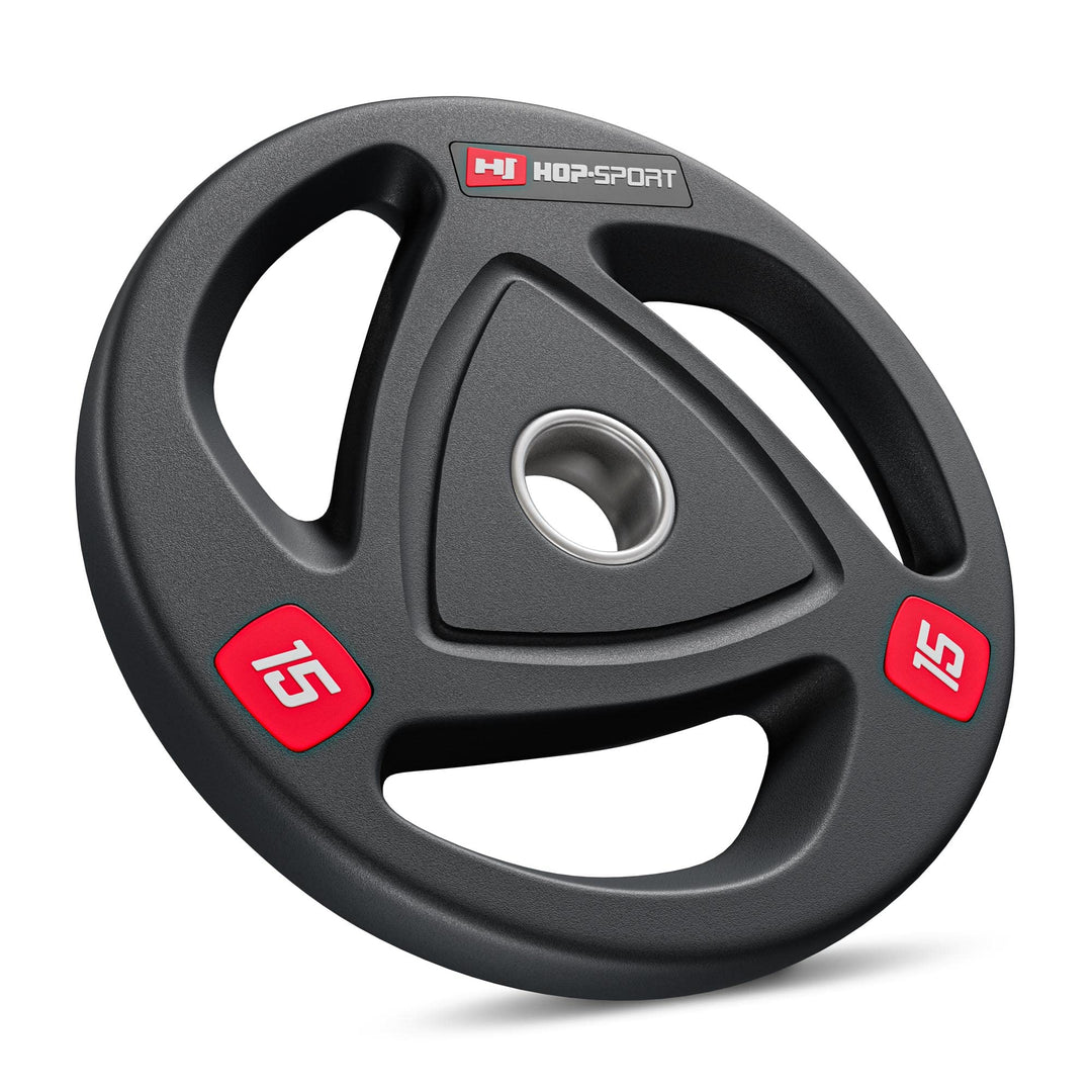 Hop-Sport 15 kg Profi Studio Gusseisen Olympia Hantelscheibe 50mm gummiert Guss Gewichte Hantel Set