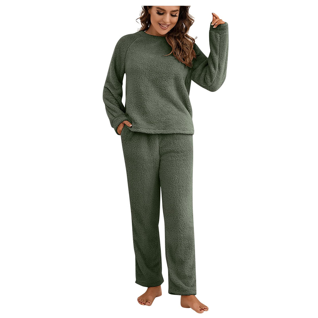 Ansenesna Hausanzug Fleece Damen Flauschig Teddyplüsch Gefüttert Winter Elegant Bekleidungsset Zweit