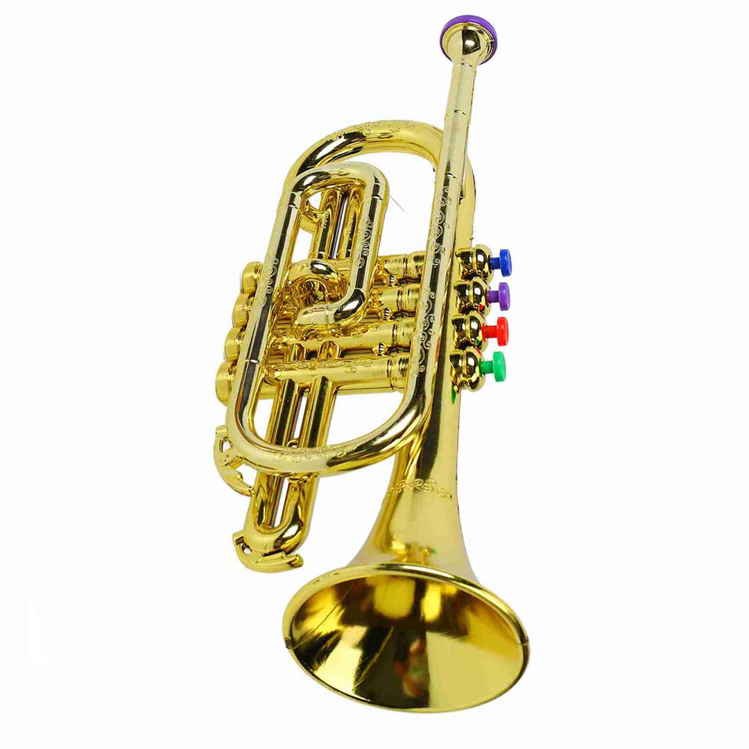 Trompete, Bb Standard Trompeten Set, Metallische Goldenes Kindertrompetenspielzeug mit 4 Farbigen Ta