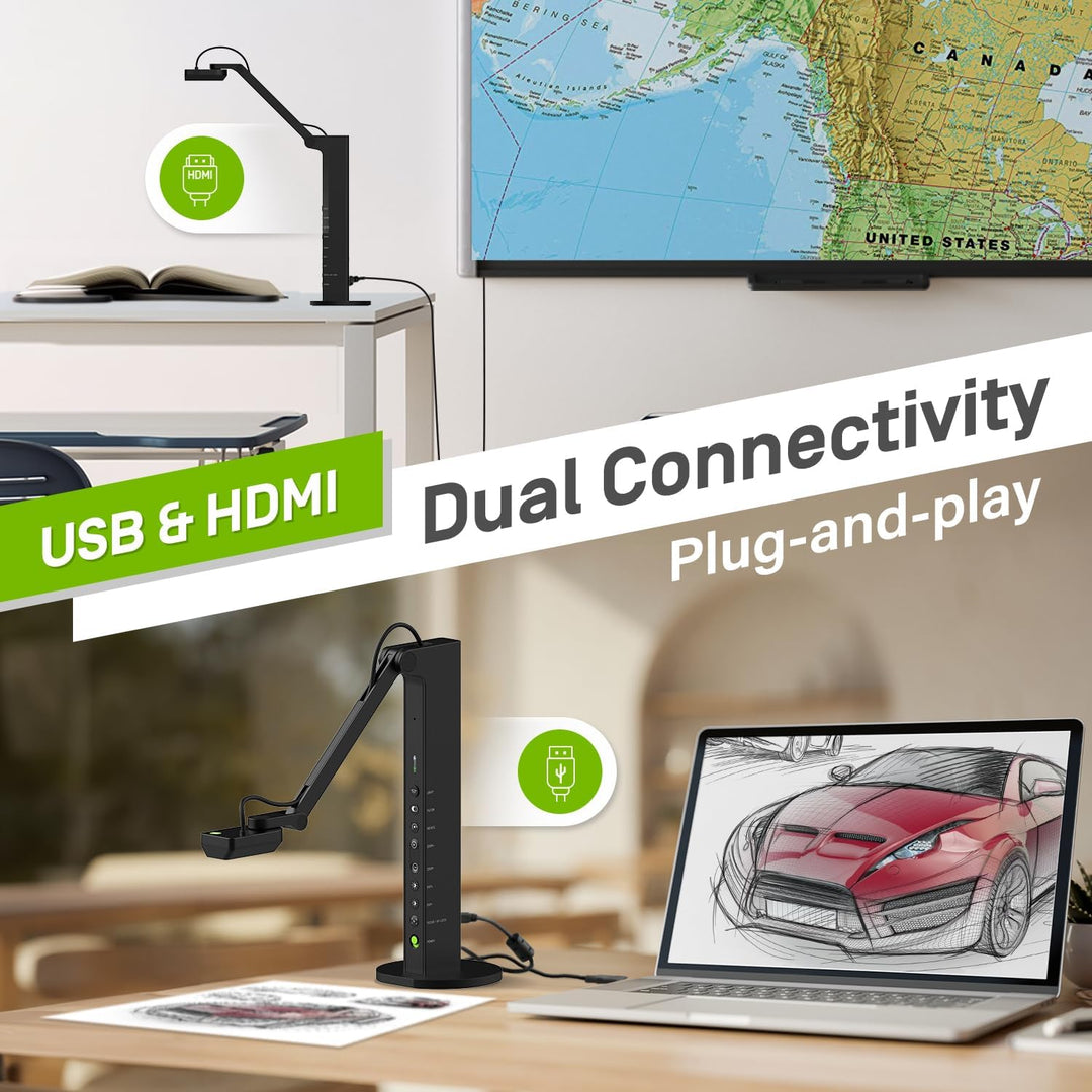 IPEVO VZ-R Ultra HDMI/USB Dual-Mode 13MP Dokumentenkamera, 4K, Mac, Windows, Chromebook, Verbindet s