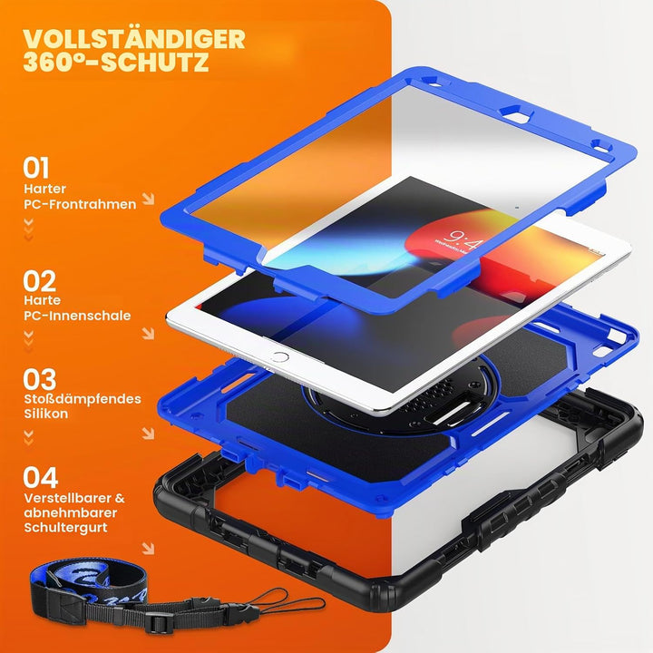 SEYMAC stock Hülle für iPad 9./8./7. Generation 10,2 Zoll 2021/2020/2019, Stossfeste Hülle mit Displ