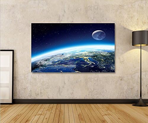 islandburner Bild Bilder auf Leinwand Erde und Mond 1p XXL Poster Leinwandbild Wandbild Dekoartikel