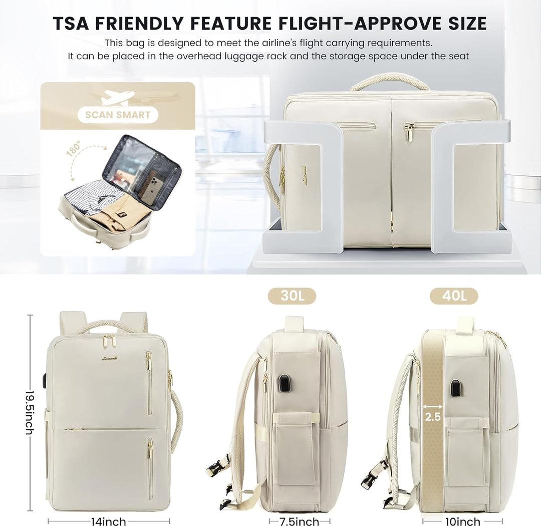 LOVEVOOK Handgepäck Rucksack Flugzeug, Reiserucksack Damen Herren, Travel Backpack mit Schuhfach, Er