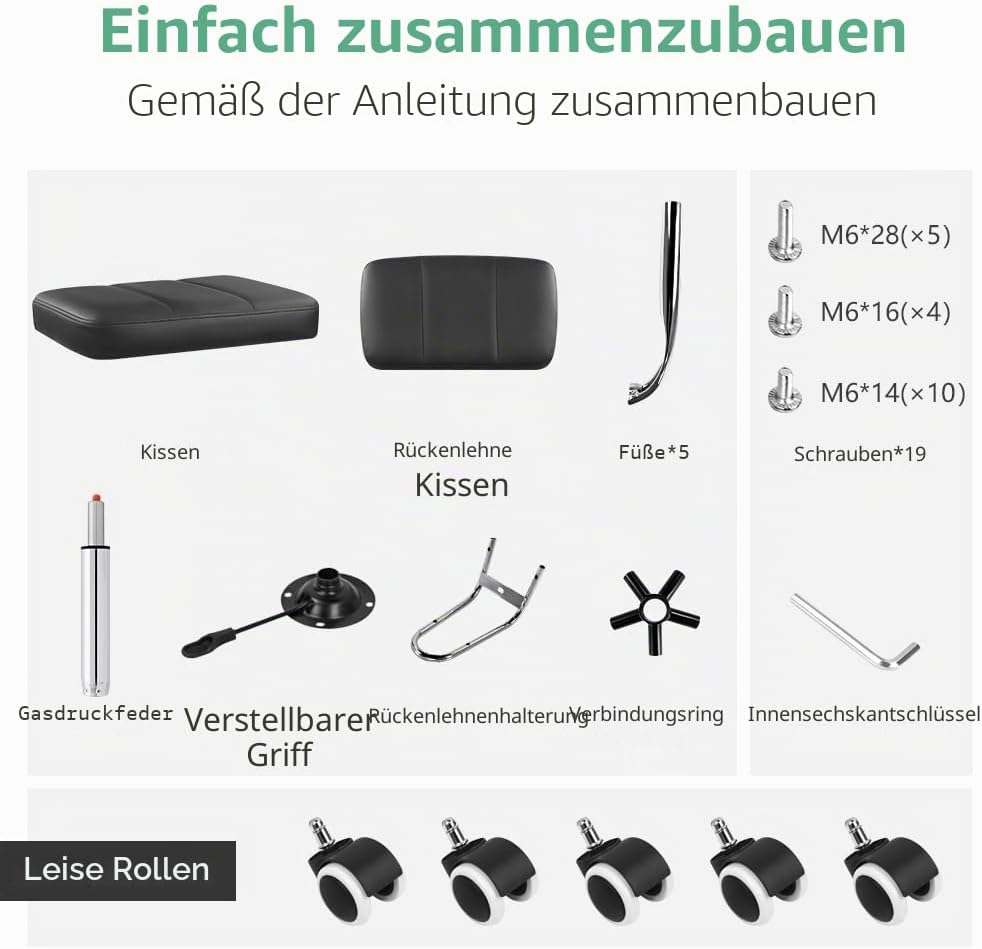 FURWOO Minimalistischer quadratischer Bürostuhl mit Rückenlehne 360-Grad-Drehhocker mit Rollen höhen