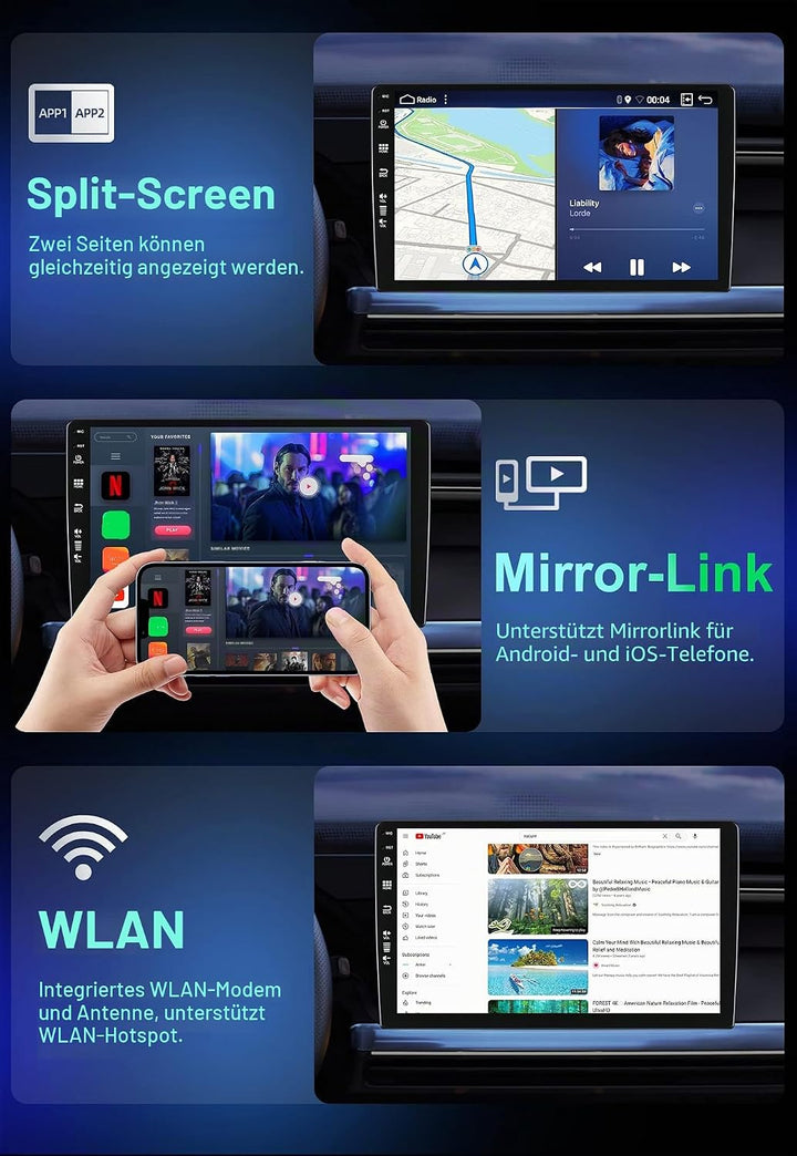 8G+256G Android 15 Autoradio Für VW Sharan II 7N Seat Alhambra II 2010-2021 GPS|Kamera+Mic|9 Zoll IP