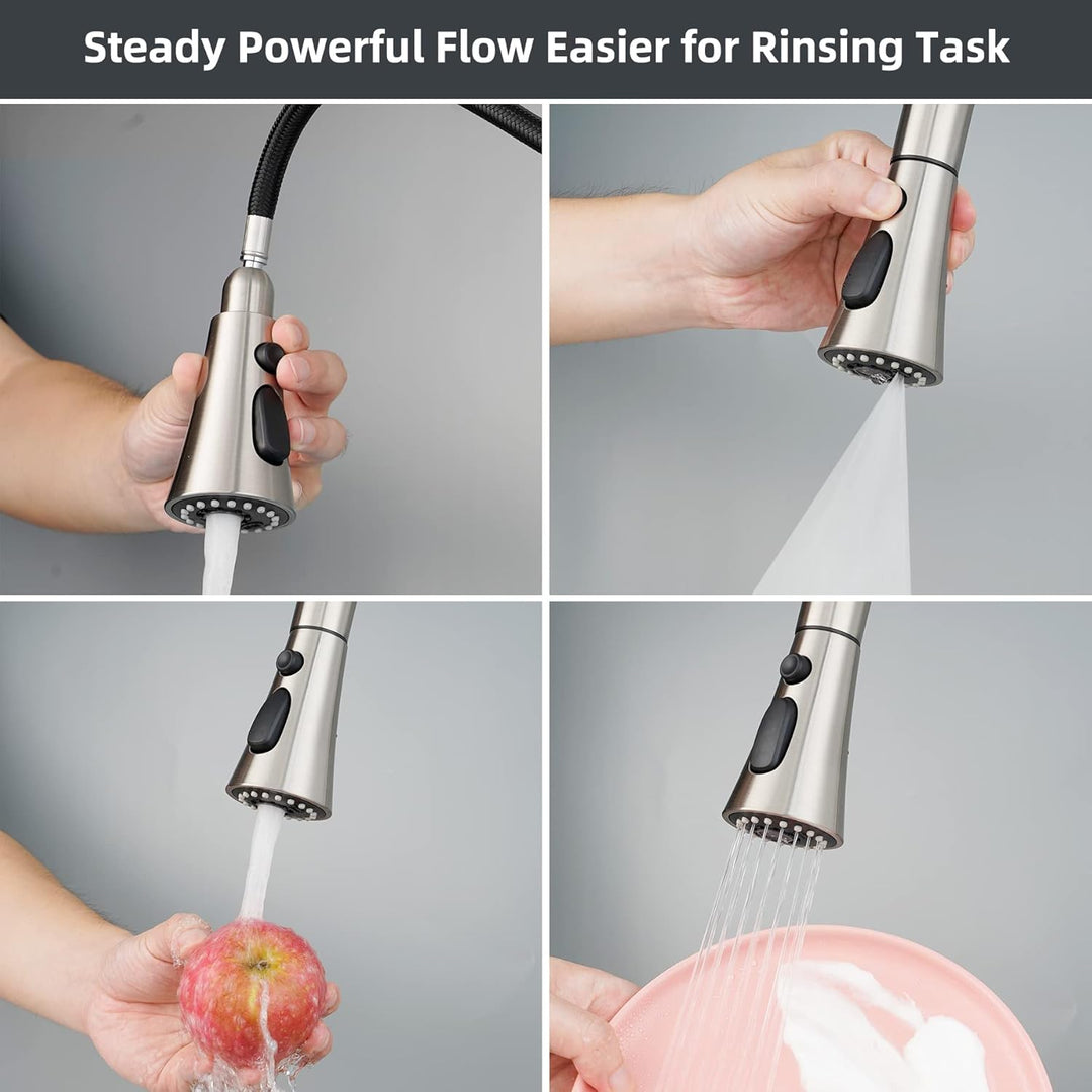 Hibbent 3 Modi Brausekopf Küchenarmatur Ersatz Herausziehbarer,Geschirrbrause ersatzkopf kompatibel