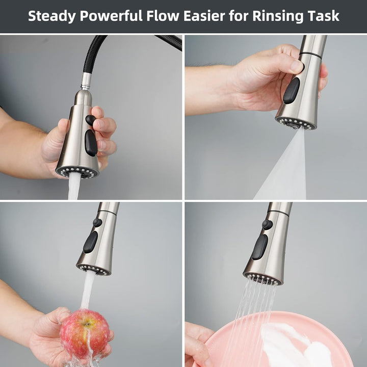 Hibbent 3 Modi Brausekopf Küchenarmatur Ersatz Herausziehbarer,Geschirrbrause ersatzkopf kompatibel