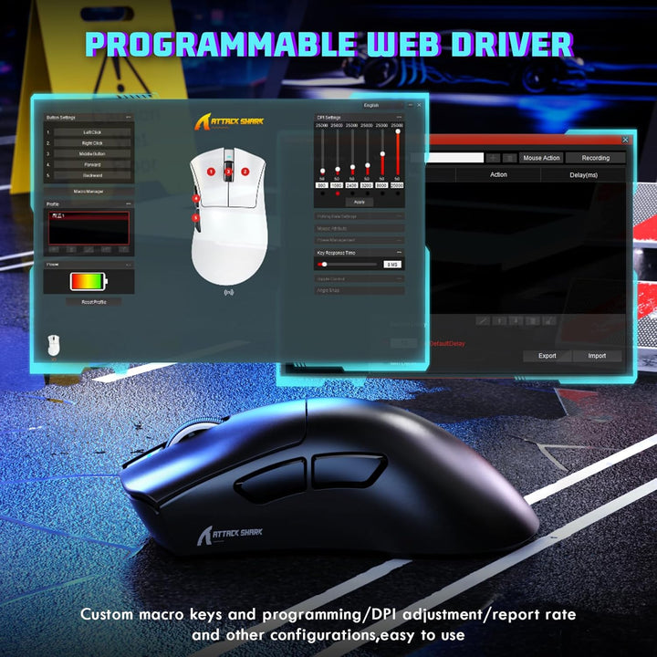 MAMBASNAKE X ATTACKSHARK V3 Kabellose Gaming-Maus,65g leicht,geteiltes Design für Rechtshänder,bis z