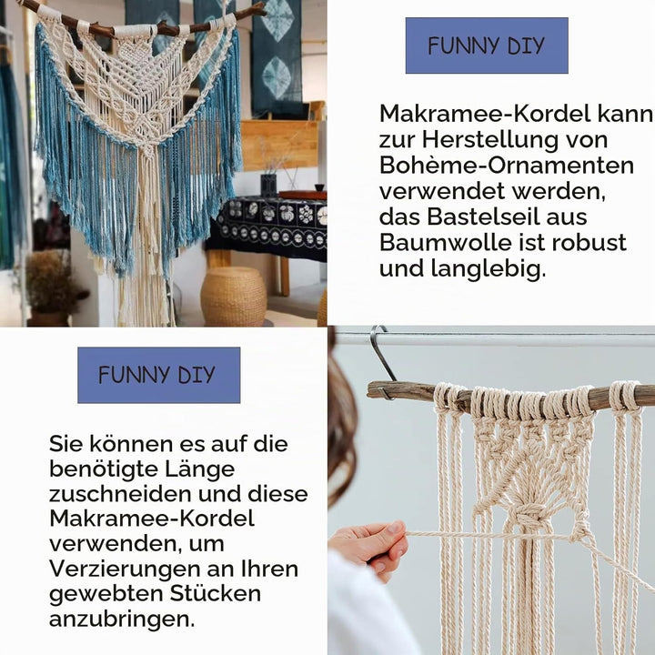 Makramee Garn 3 mm x 300 m, Natürliches Makramee, Baumwollgarn Macrame Cord, Baumwollkordel Wird Ver