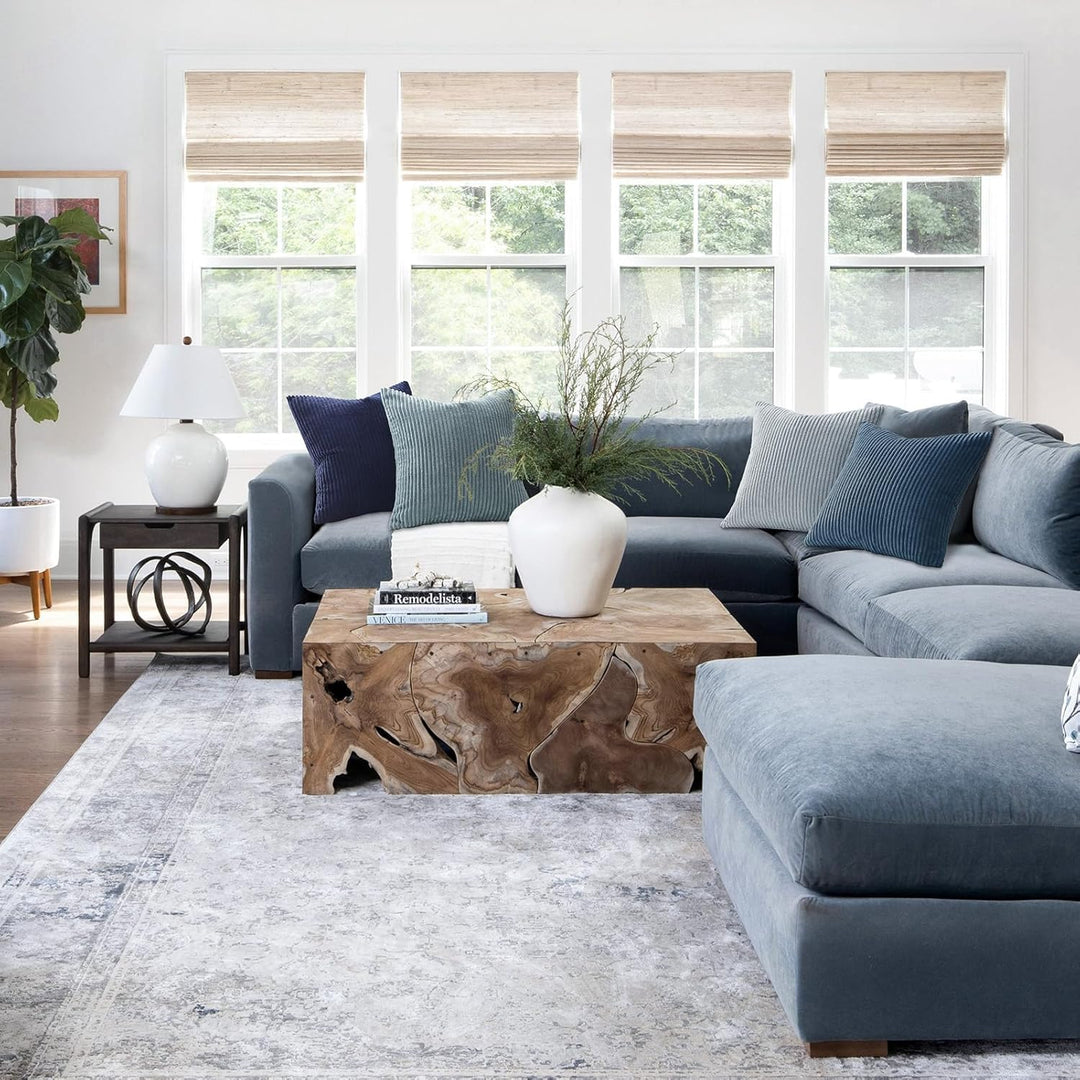 Topfinel Kissenbezug 50x50 cm blau 4er Set Kordsamt Kissenbezüge Kissenhülle Dekokissenbezug sofakis