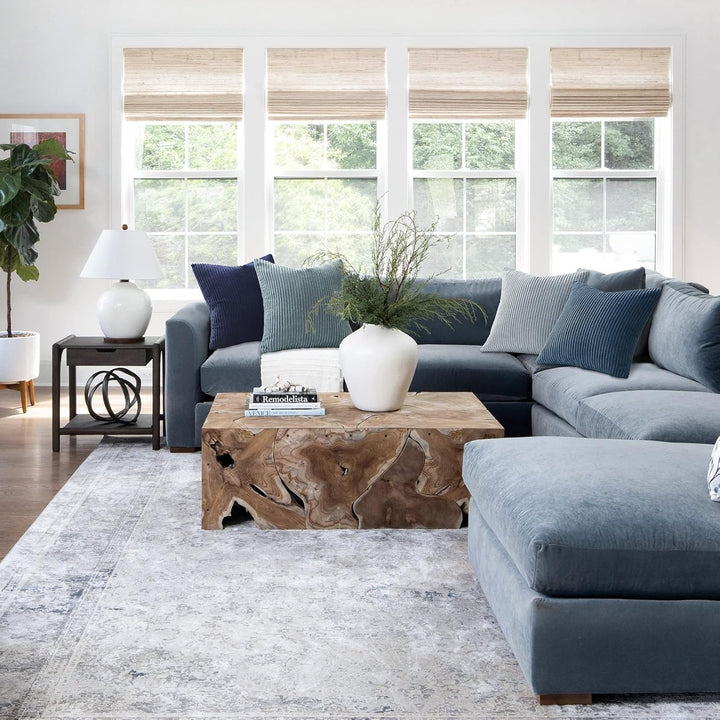 Topfinel Kissenbezug 50x50 cm blau 4er Set Kordsamt Kissenbezüge Kissenhülle Dekokissenbezug sofakis