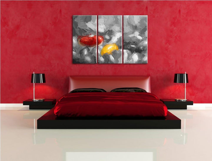 leckere kleine Süssigkeiten schwarz/weiss Deluxe 3-Teiler Leinwandbild 120x80 Bild auf Leinwand, XXL