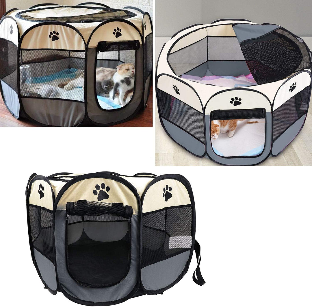 Coolty Tragbarer faltbarer Haustier-Laufstall, 8-Panel-Zwinger, Haustierzelt für Hunde, Katzen, Kani