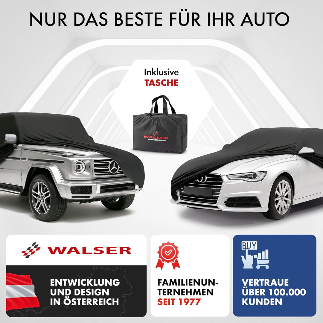 WALSER Premium Abdeckung Auto Indoor Stretch Plus Qualitätssieger Sehr Gut* Autoabdeckung Winter Aut