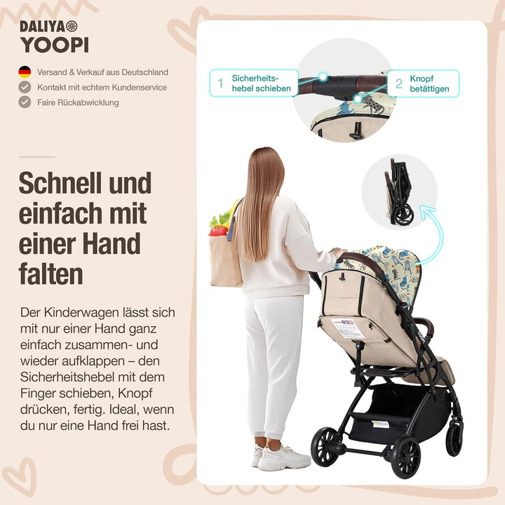 Daliya® YOOPI Reisebuggy, faltbar, mit Teleskopgriff, Flugzeug Buggy, Alluminiumrahmen, Stufenlose R