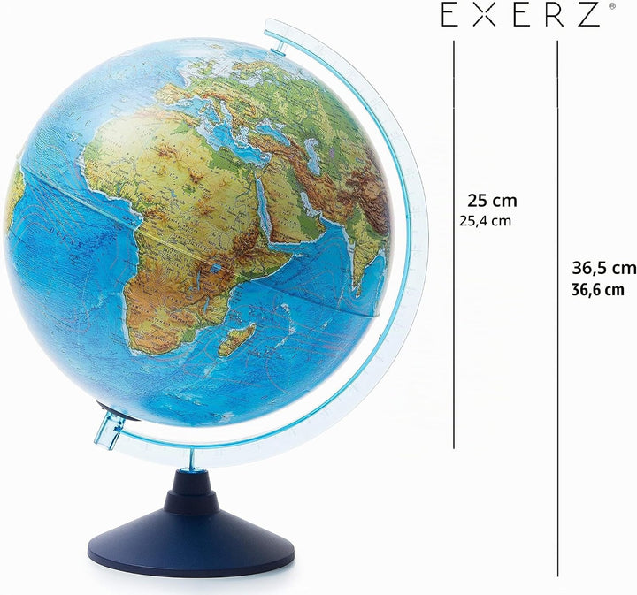 EXERZ 25 cm Relief AR Globus beleuchtetes kabelloses LED-Licht – physische Karte (Tag) – Consellatio