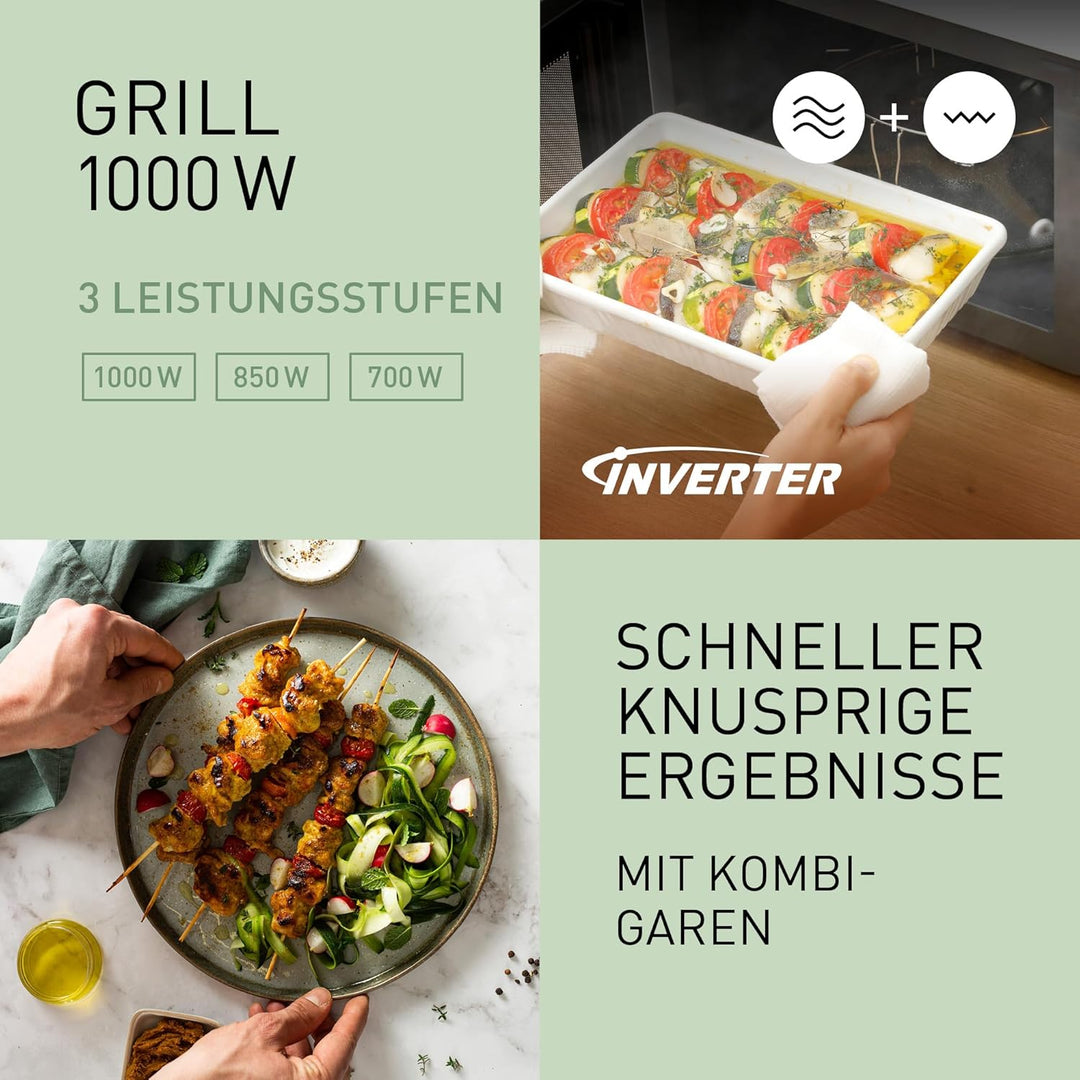 Panasonic NN-GD34QWEPG 29L Grill-Mikrowelle, 1000 W, automatisches Auftauen, Kombinationsgaren, Time