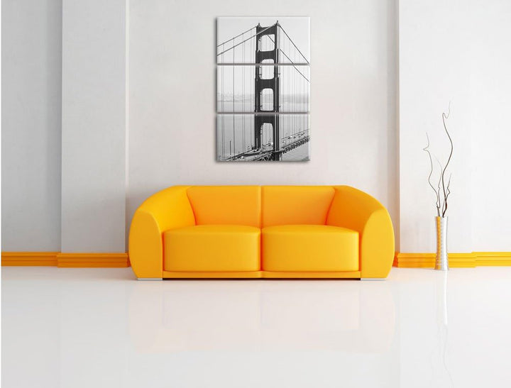 Pixxprint Golden Gate Bridge San Francisco / 3-Teilig/Gesamtmass 120cm Leinwandbild bespannt auf Hol