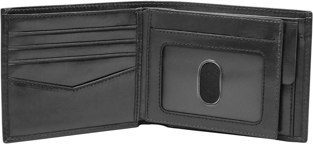 Fossil Herren Ryan Leather Bifold Geldbörse 11,43 cm L x 2,54 cm B x 9,525 cm H Schwarz, Schwarz