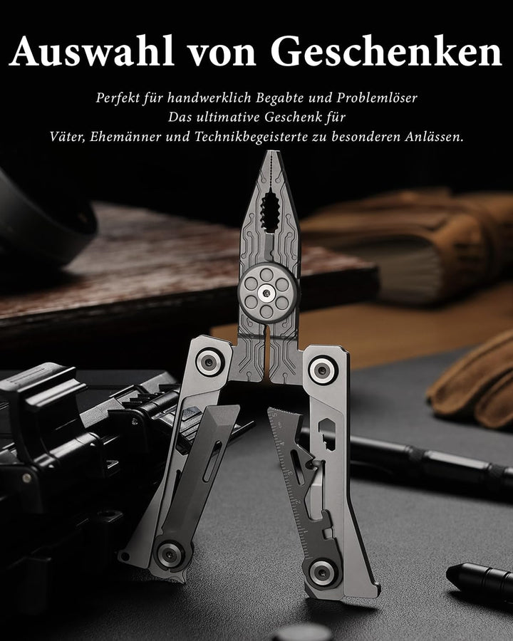 Multitool Werkzeug, 14 in 1 Kompaktes Multitool Werkzeug, Faltbares - Zange, Messer, Flaschenöffner,