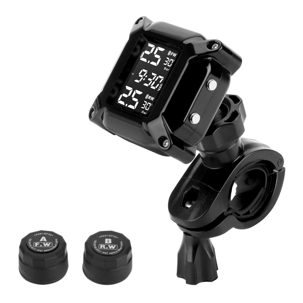 Jansite Motorrad TPMS Wireles Reifendrucküberwachungssystem mit 2 externen Sensoren LCD-Display Auto
