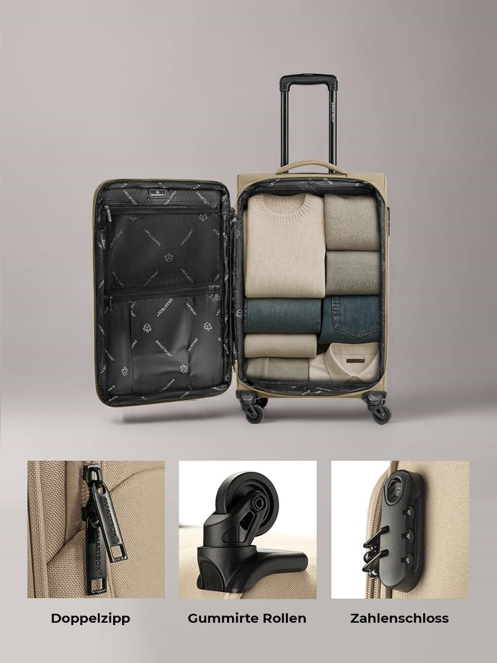 Smartbox Weichgepäck Check-in Koffer für Damen & Herren | Mittelgrosser Trolley 41 x 27 x 67 cm | 4