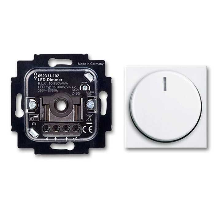 BUSCH-JÄGER, LED-Drehdimmer (LED Dimmer) 6523 U-102 mit Dimmerscheibe Zentralscheibe 2115-914 in Bal