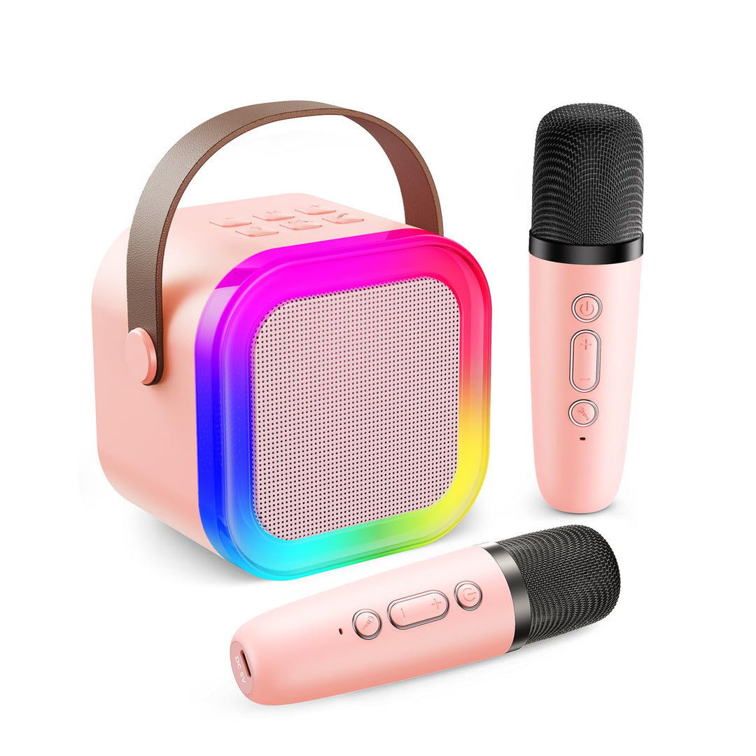 Fede Karaoke Maschine für Kinder Erwachsene, Mini Karaoke Maschine mit 2 Mikrofonen, Tragbarer Bluet