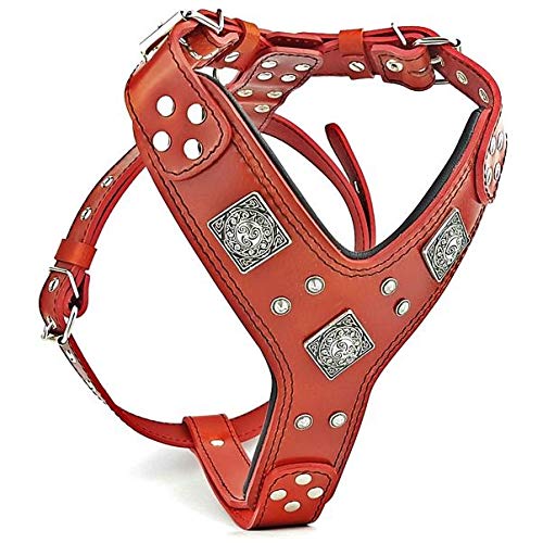 Bestia "EROS Leder Hundegeschirr in Rot &amp; Schwarz L/XL- Amstaff / Dobermann, L/XL- Amstaff / Doberma