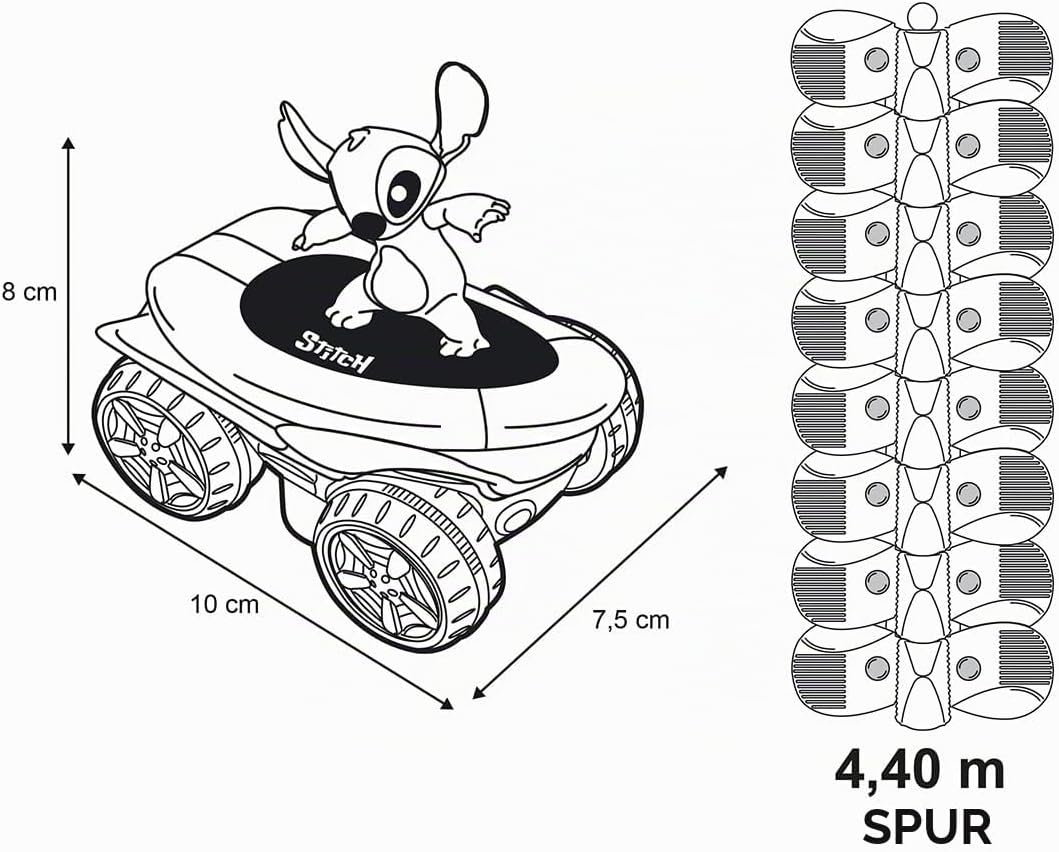 Smoby - Stitch FleXtreme – 4 Meter 40 Autobahn – 184 Flexible und anpassbare Pisten + 1 Stitch-Fahrz