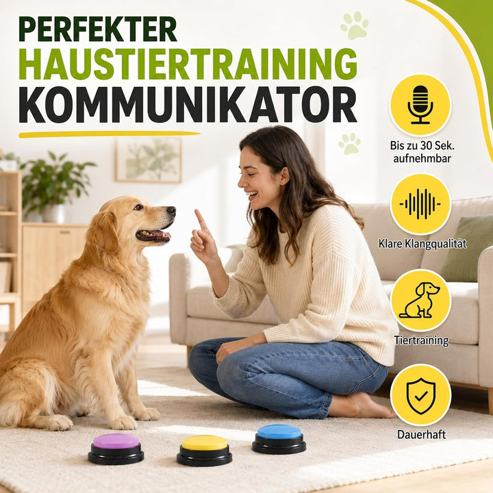 Buzzer mit Aufnahmefunktion, 6 Stück Hunde Buzzer mit aufnahmefunktion, 30 Sekunden Aufnahme, Buzzer
