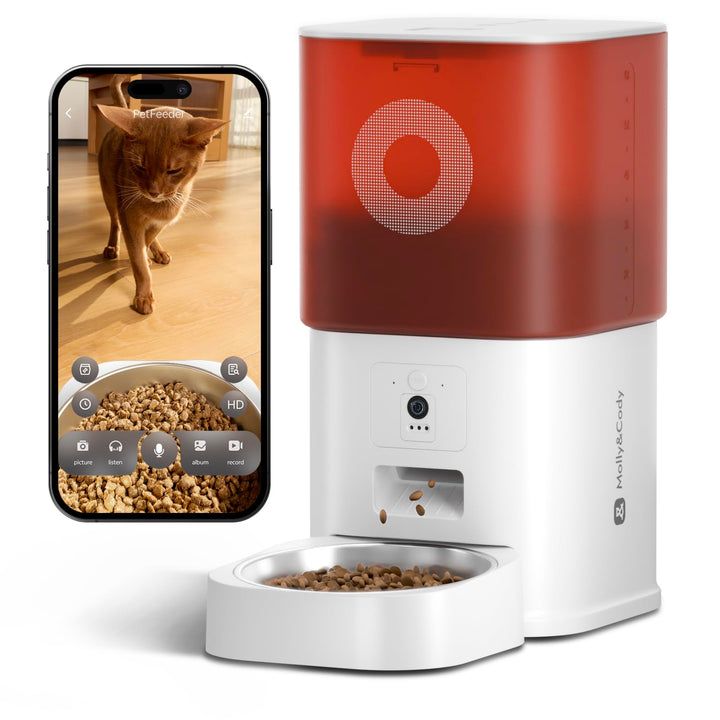 Futterautomat Katze mit Kamera 6L, Automatischer Katzen Futterautomat für Katzen und Hunde, App-Steu