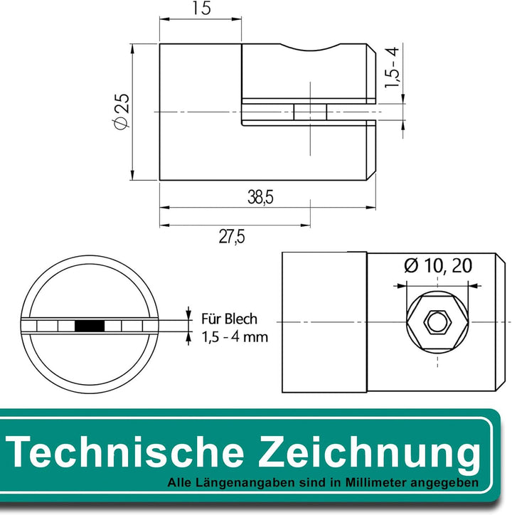 PRIOstahl Blechhalter Klemmhalter Lochblechhalter x 10 Stück Anschluss: Flach Plattenhalter Klemmen