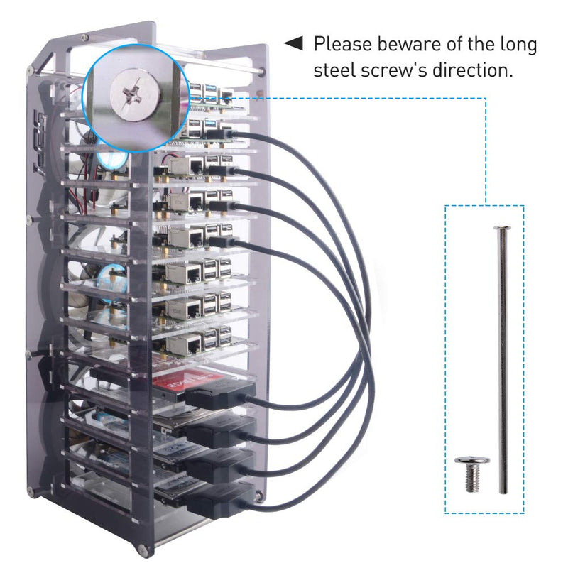 GeeekPi Raspberry Pi Cluster Gehäuse, Raspberry Pi Rack Gehäuse Stapelbares Gehäuse mit Lüfter 120 m