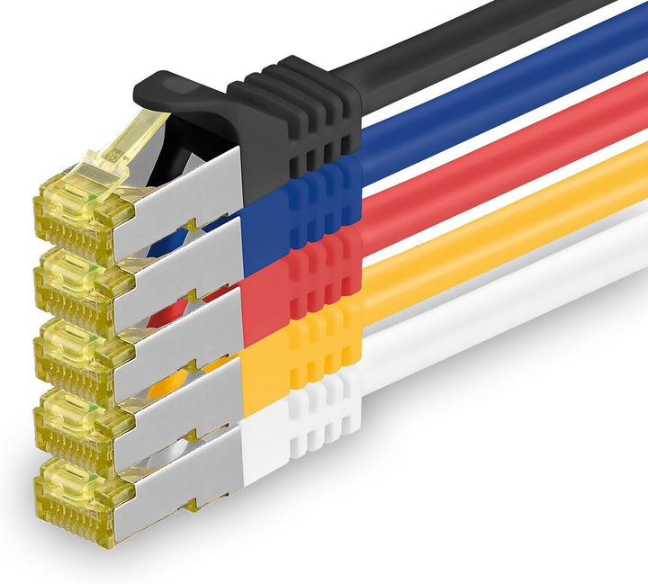 1aTTack.de Cat.7 Netzwerkkabel 5m 5 Farben 5 Stück Cat7 Ethernetkabel Netzwerk LAN Kabel Rohkabel 10