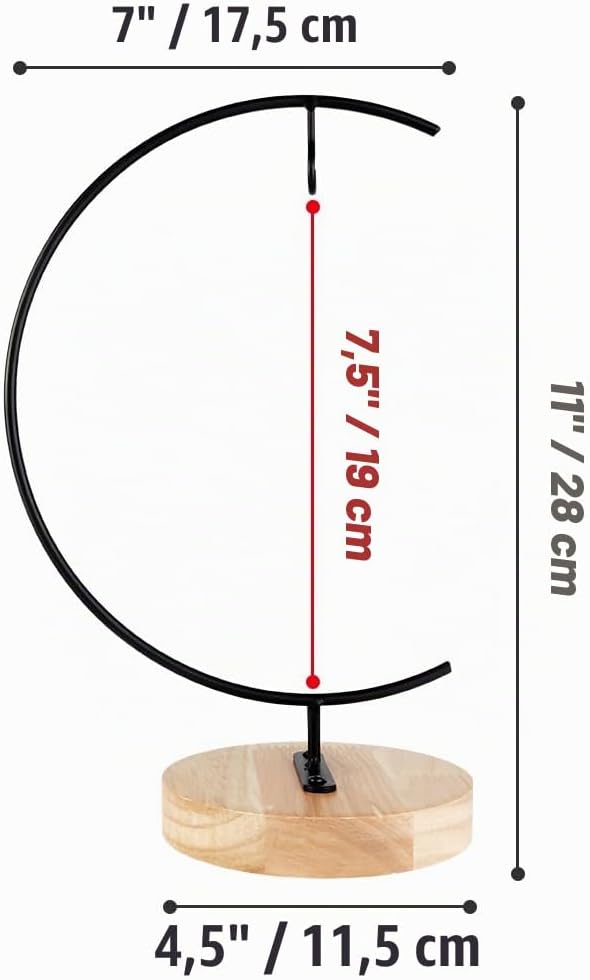 Ornament Display Stand - Runde Holz Eisen Hängende Stand Pflanzen Halter für hängende Glas Globe Air