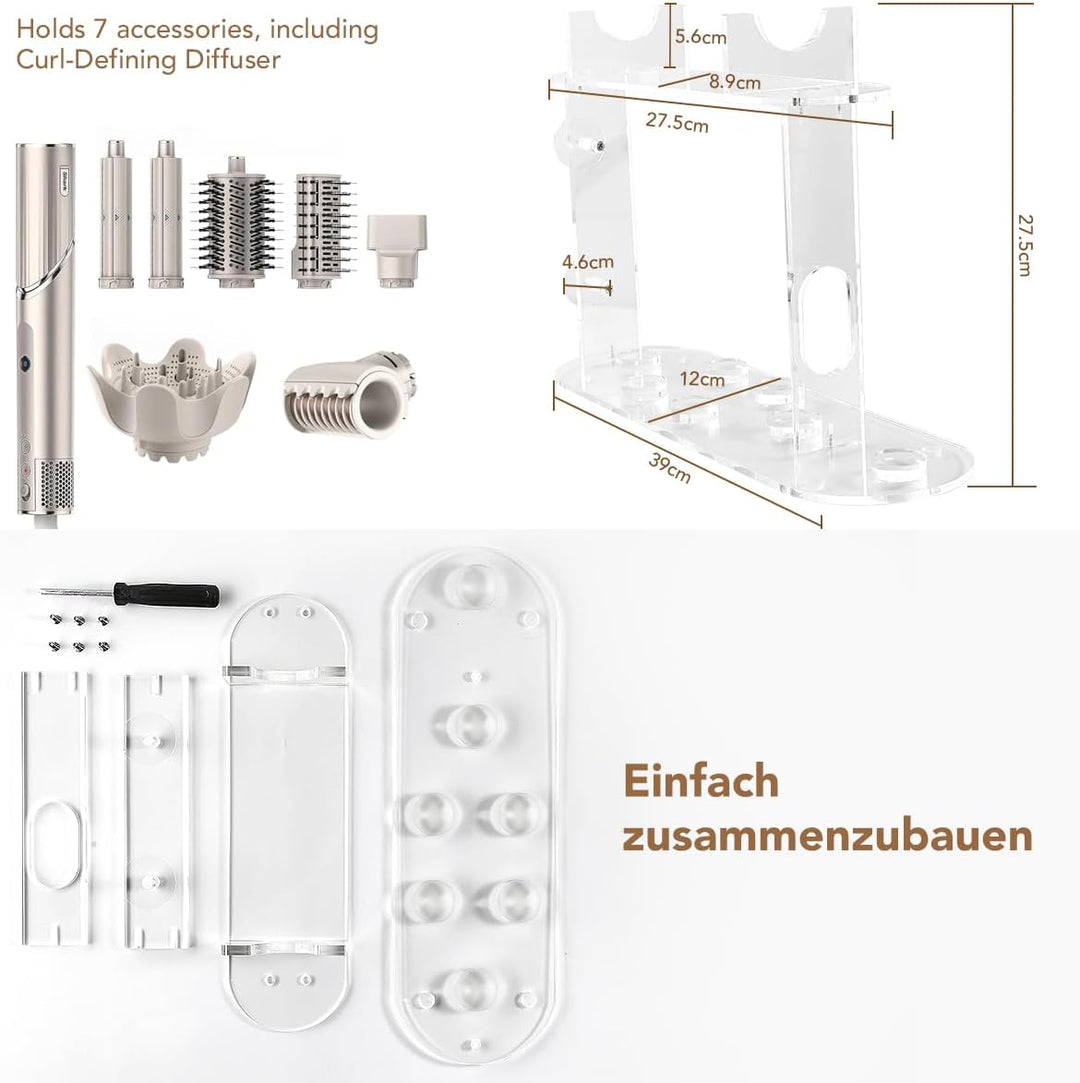 TOSAGE Acryl Organizer für Shark FlexStyle Luftstyler, 7 Fächer für Aufsätze & Diffusor, platzsparen